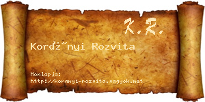 Korányi Rozvita névjegykártya
